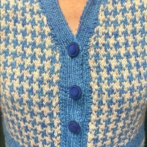 Vintage Cicely‎ hand knit long houndstooth cardigan - Picture 13 of 15